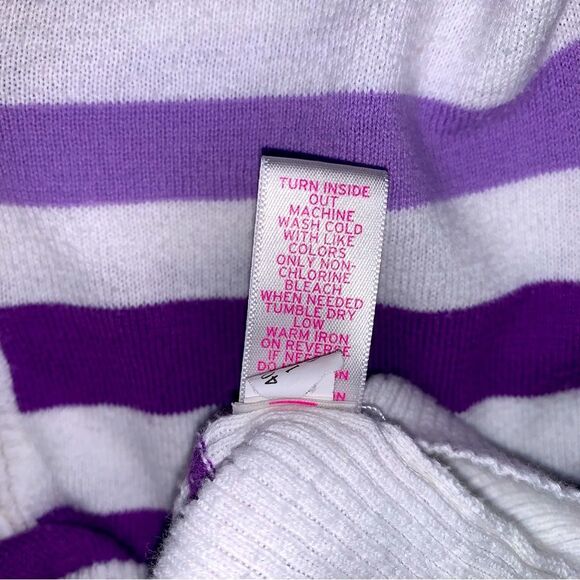 Justice Purple White Ombre Striped Shirt Girl 8 Lightweight Knit Top Button Down - Picture 5 of 8